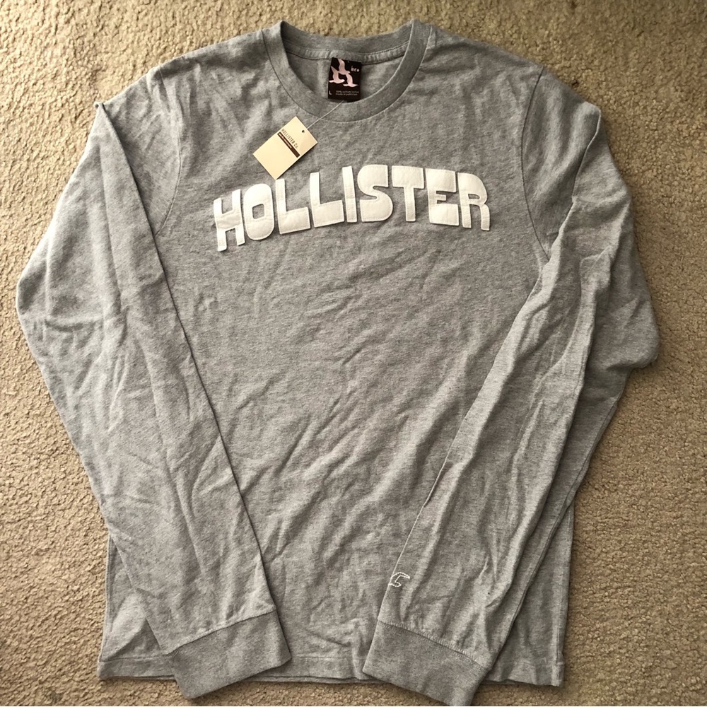 NWT Hollister Dudes Gray Crewneck Long Sleeve Shirt
